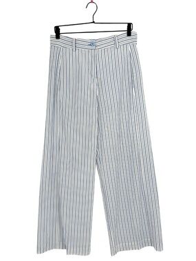A Shirt Thing Seersucker Cropped Wide-Leg Trouser Blue White Stripe Medium